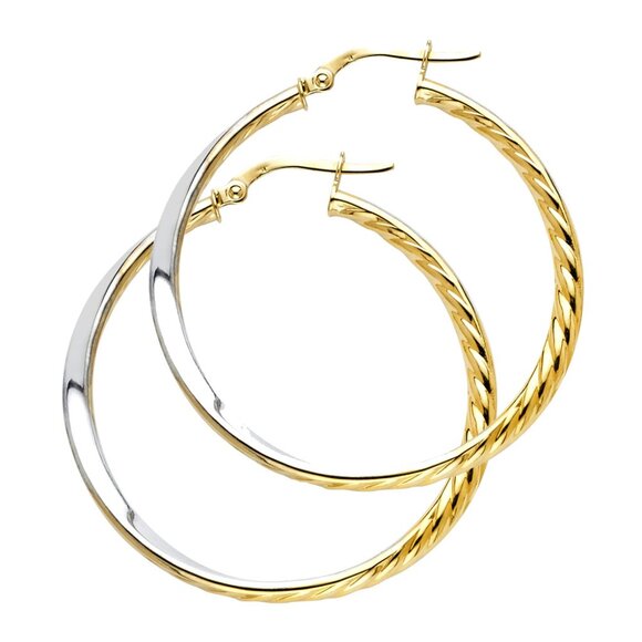 Jewelry - 14KT Gold Two Toned Hoop Earrings